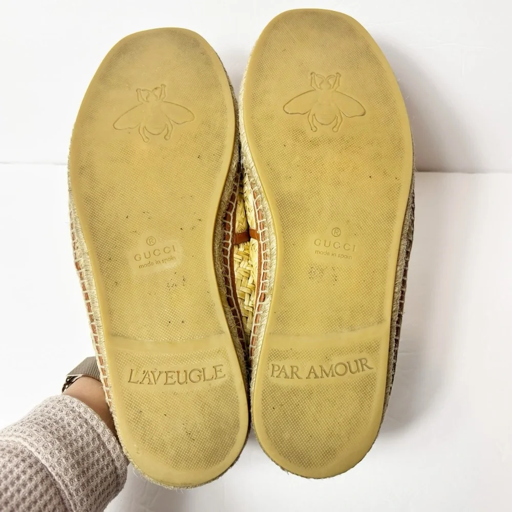 GUCCI RAFIA TRIM EMBELLISHMENT ESPADRILLES MEN'S SIZE 12 LOAFERS SHOES NO BOX